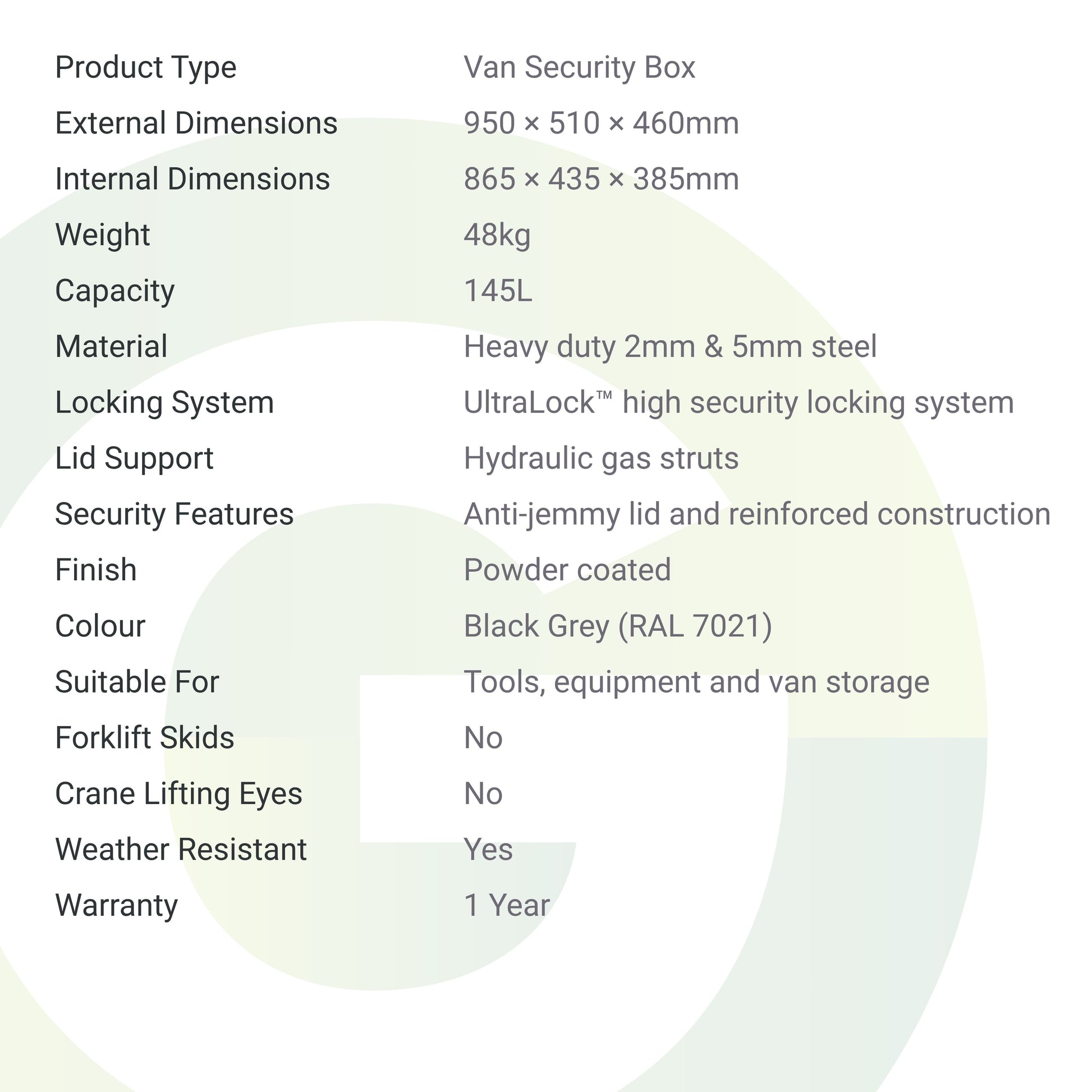 Armorgard TuffBank TB1 Van Security Box