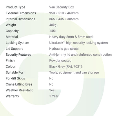 Armorgard TuffBank TB1 Van Security Box