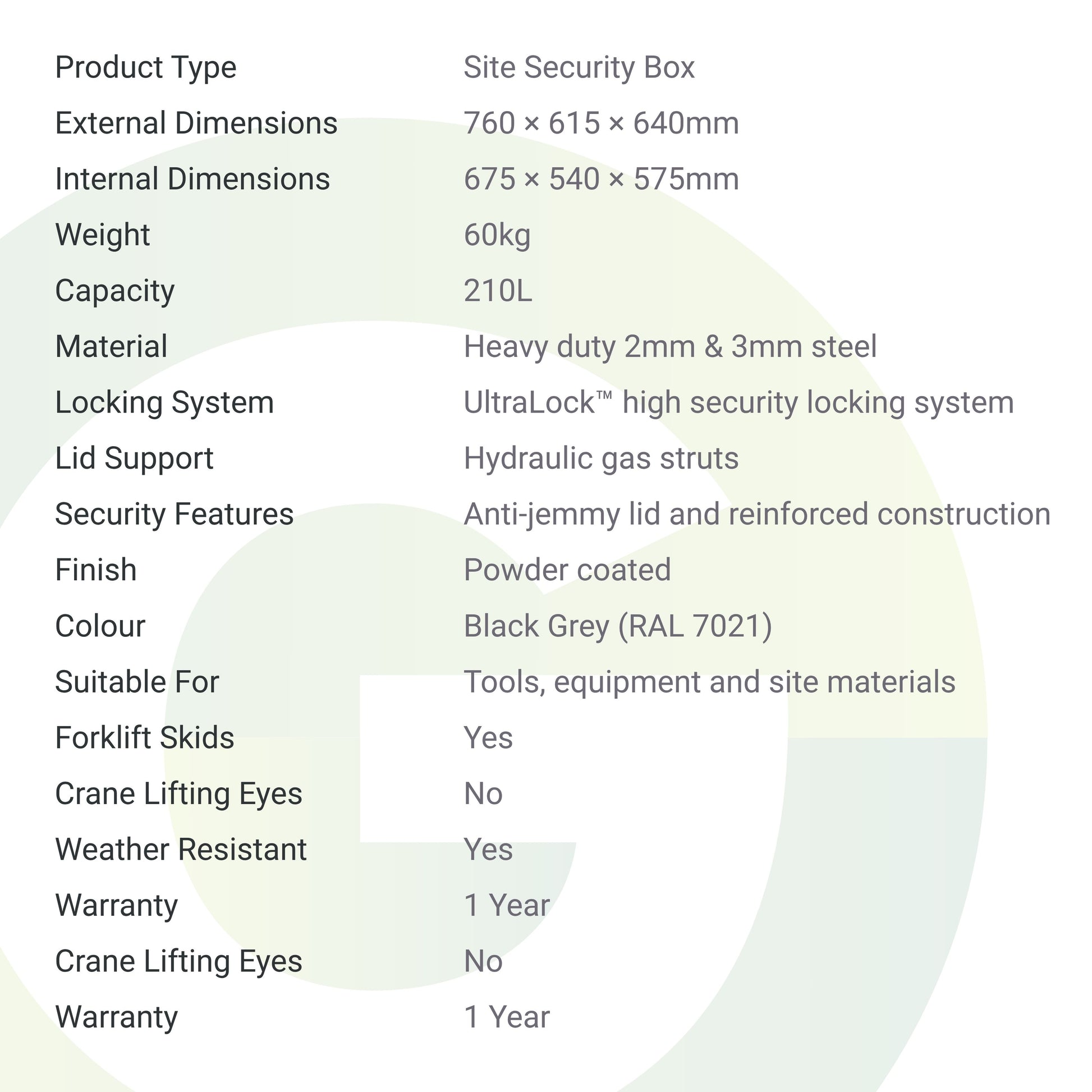 Armorgard TuffBank TB21 Site Security Box