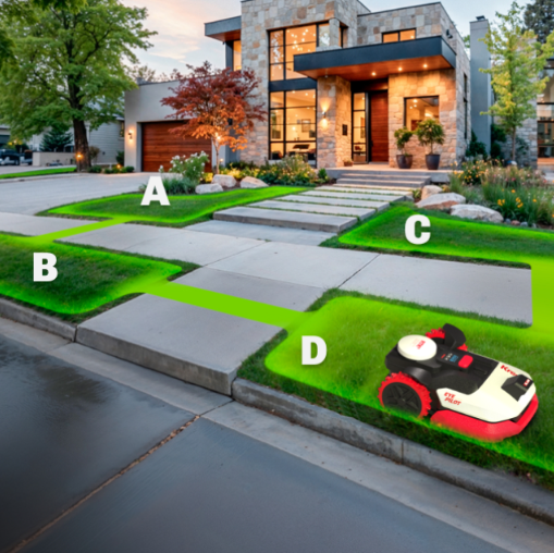 Precise Routing Between Lawn Areas